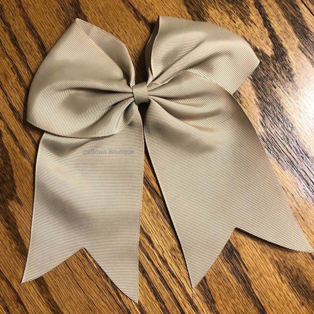 Taupe Solid Cheer Bow 5B2507 Handmade NWT Boutique - Picture 2 of 3